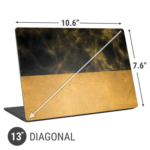 Black and Gold Split Marble Universal Laptop 13in (10.6 x 7.6in) Skin